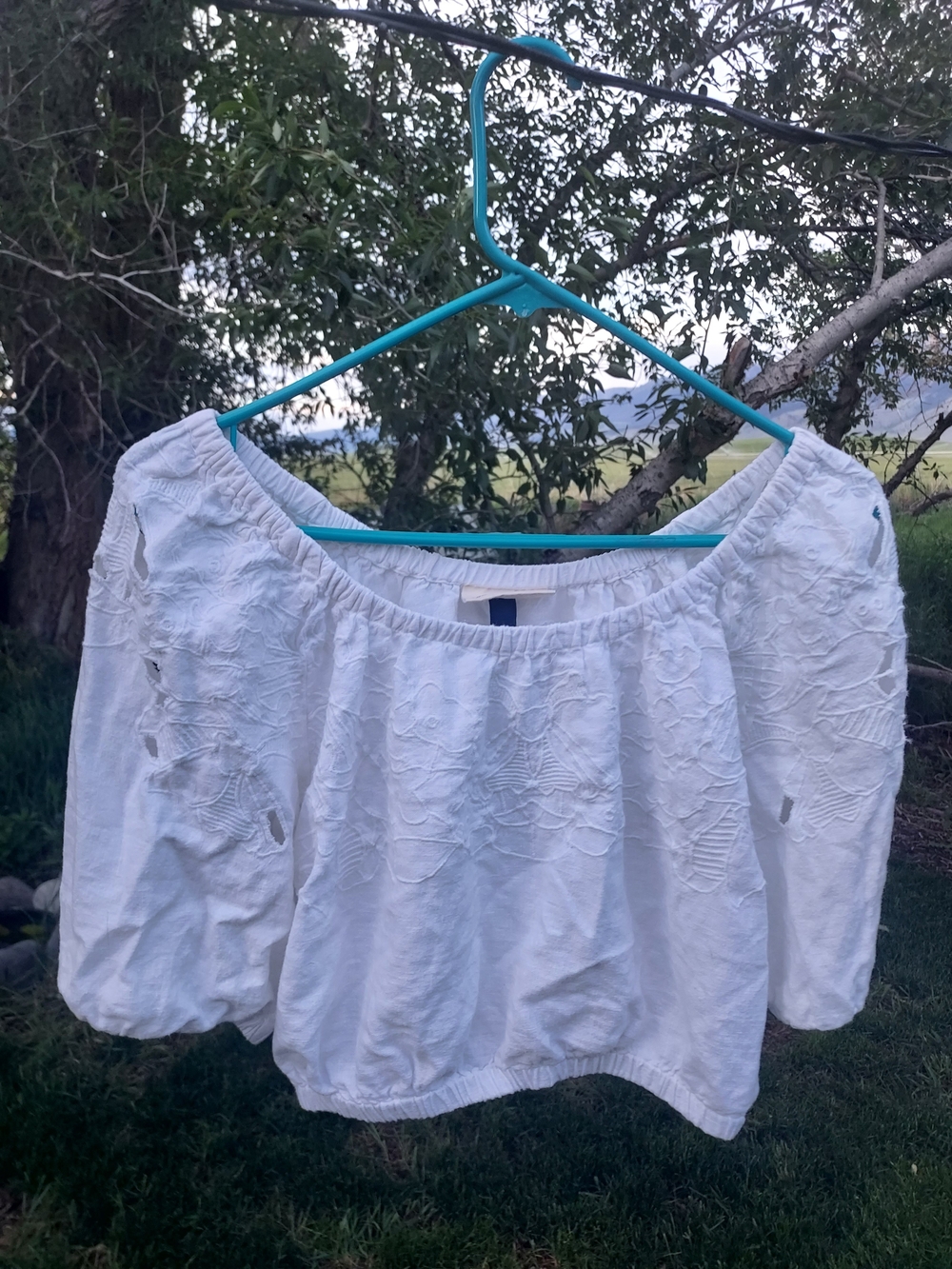 Universal Thread Boho Embroidered Linen Crop Blouse
